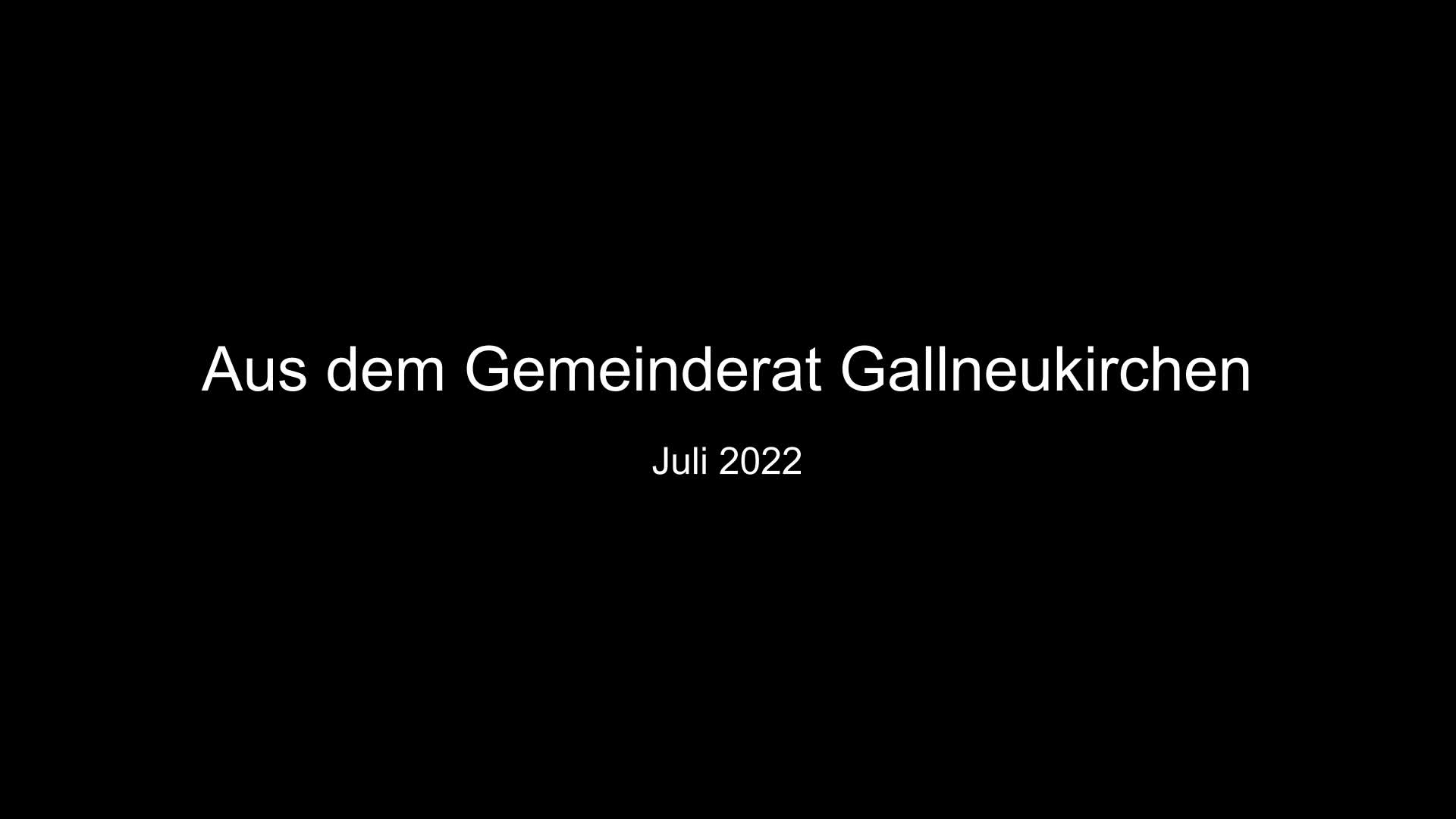 Aus dem Gemeinderat Gallneukirchen - Juli 2022