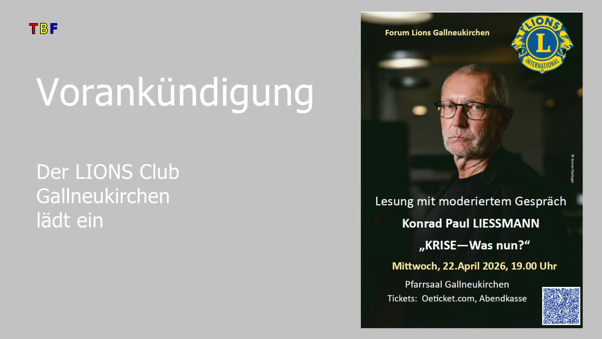 Vorankündigung Philosoph Liessmann 
